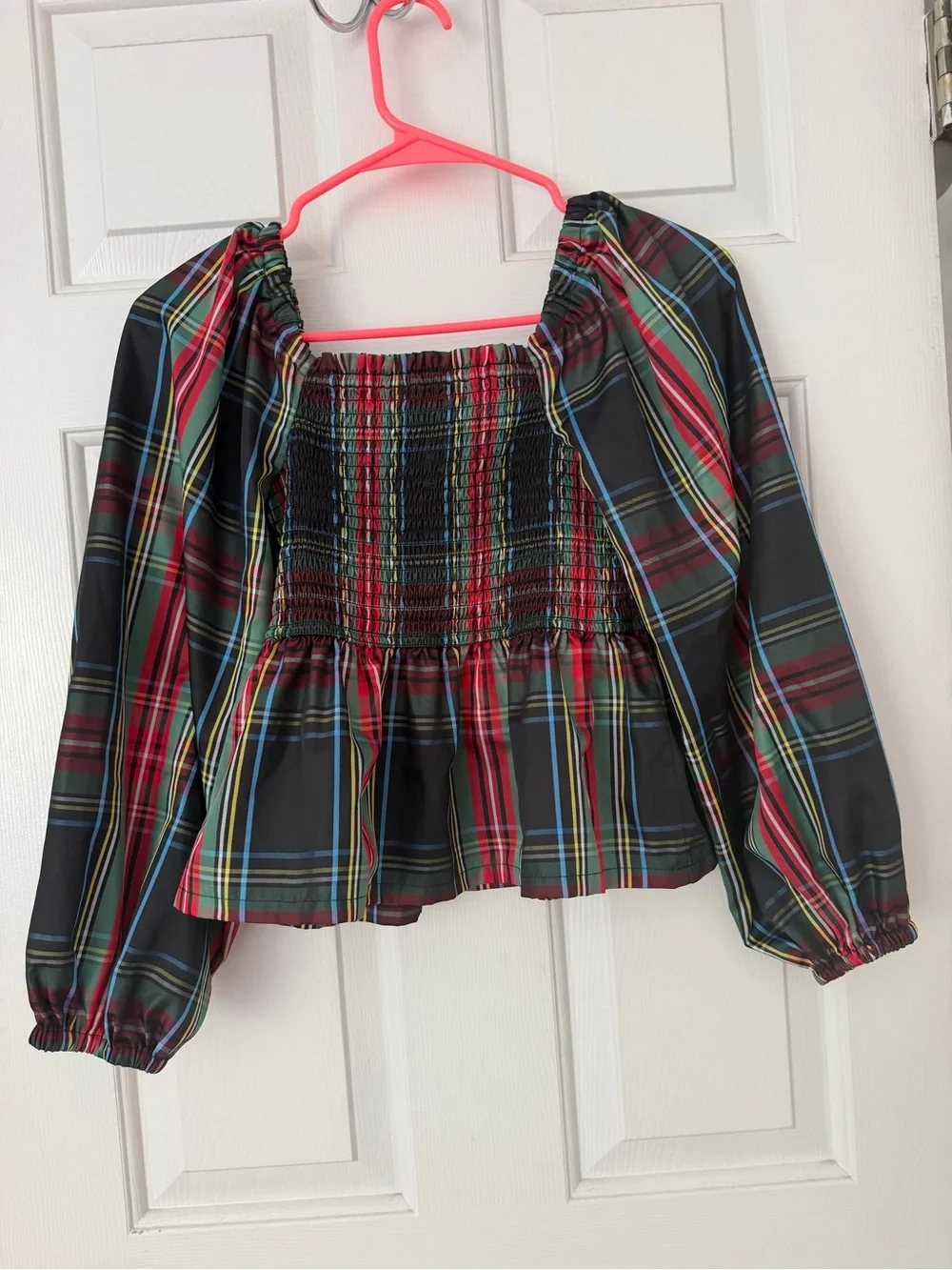 J. Crew Holiday Plaid Smocked Shirt